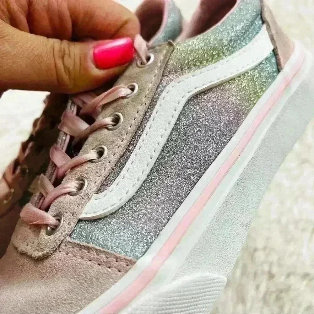 Vans Old Skool Powder Pink Glitter Pig Suede Skater Sneaker Shoe Size‎ Missy 1.0